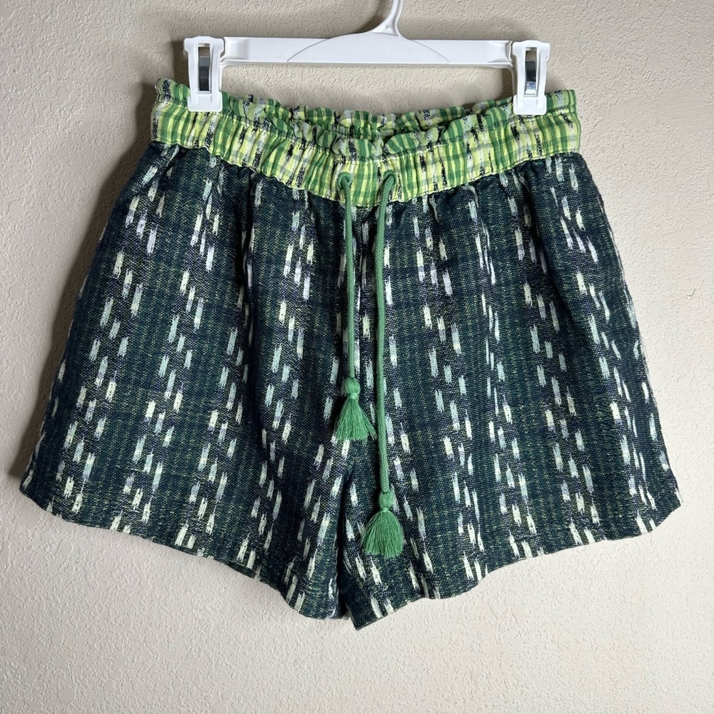 Aerie cotton canvas drawstring high rise shorts green size medium NWT